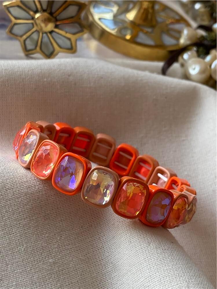 Turuncu Taşlı Esnek Porselen Bileklik