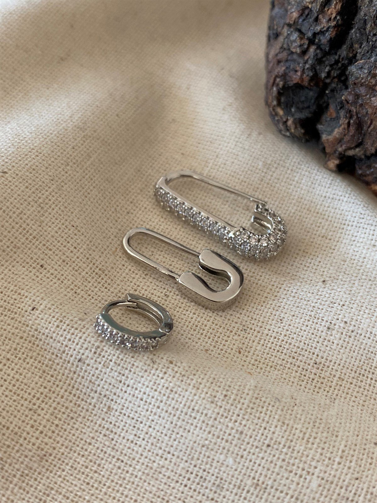 Üçlü Çengel Küpe Silver