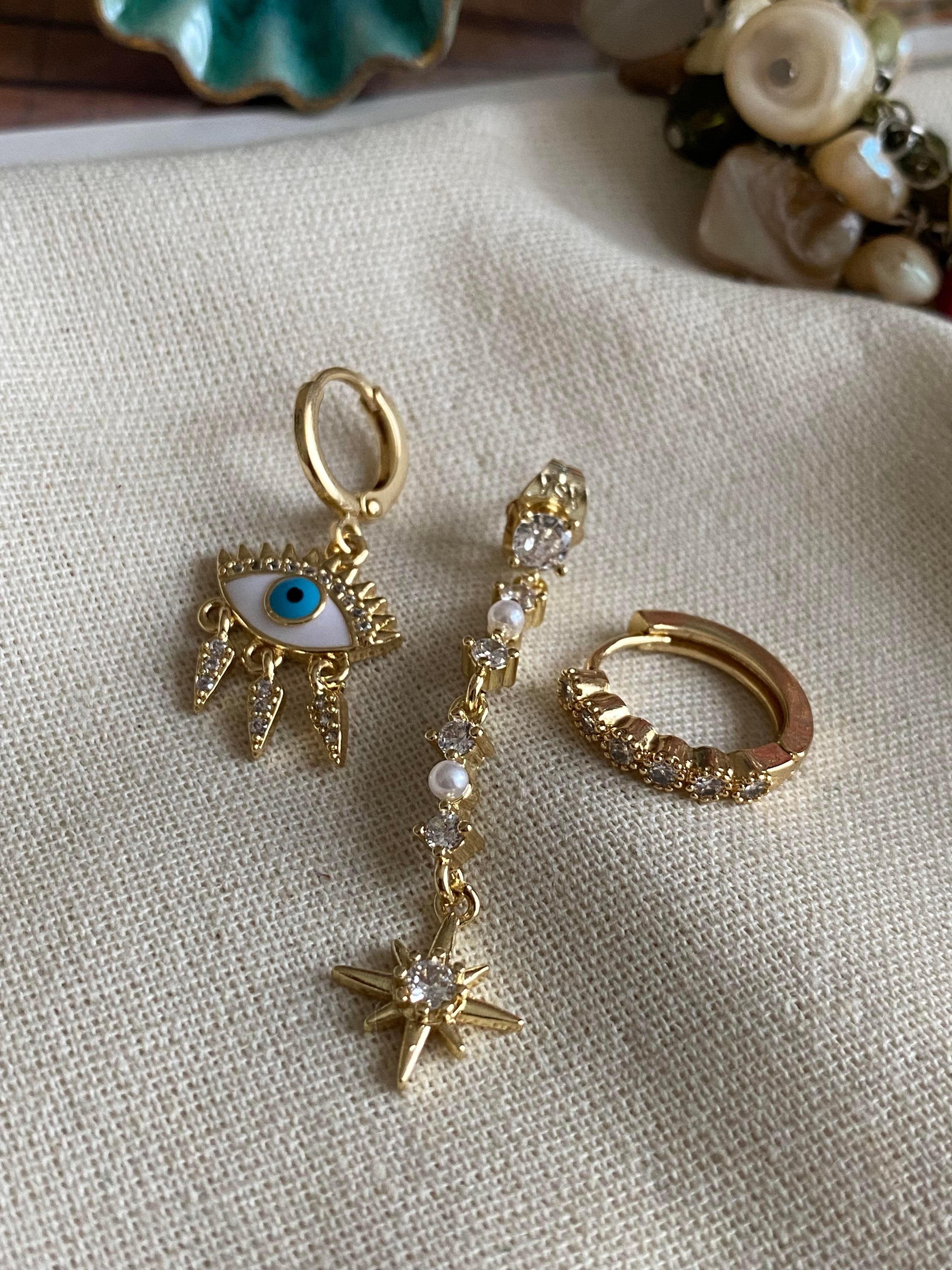 Üçlü Evil Eye Küpe