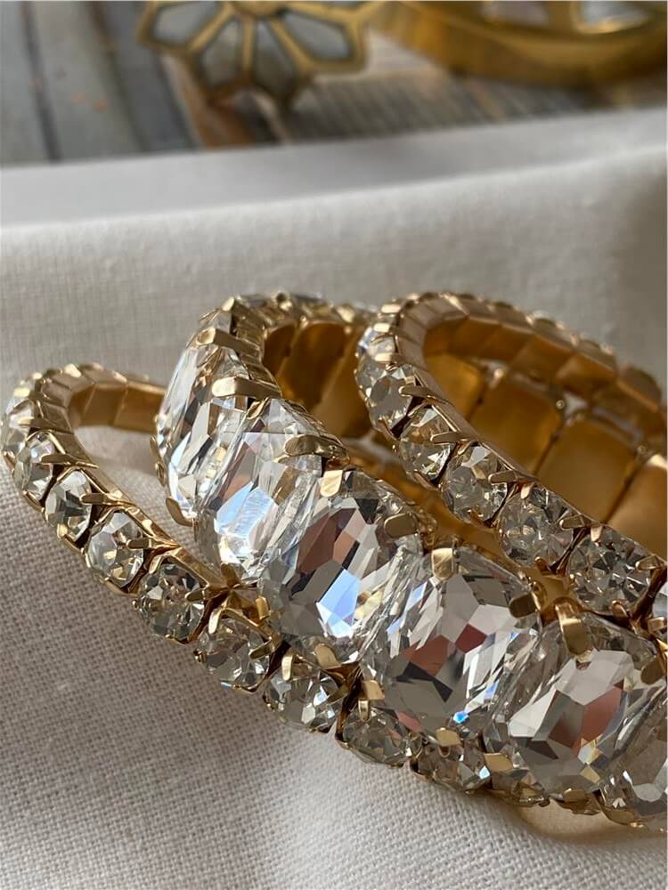 Üçlü Gümüş Taşlı Esnek Bileklik