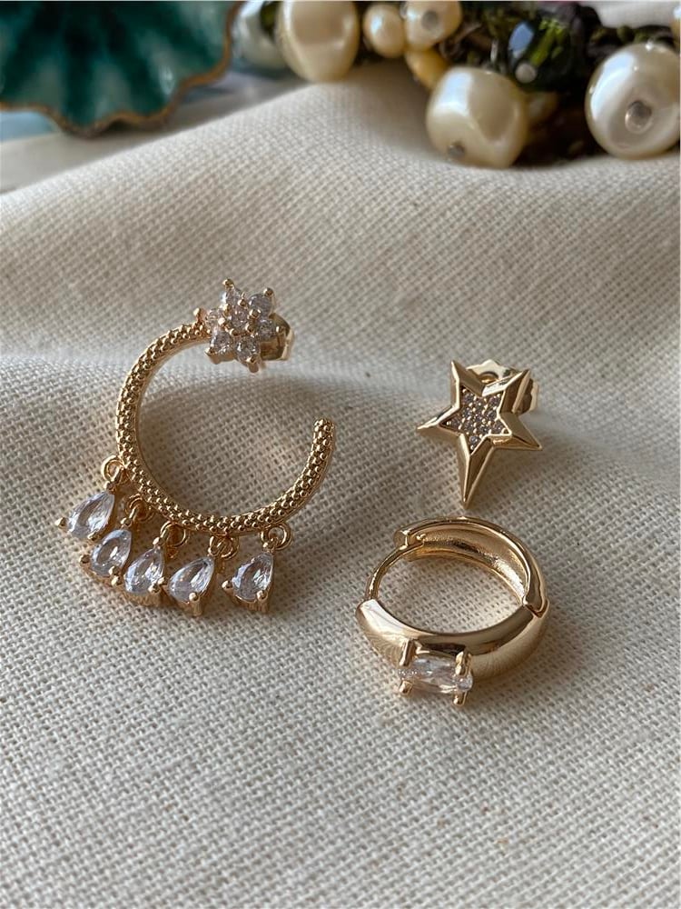 Üçlü Halka Semboller Küpe