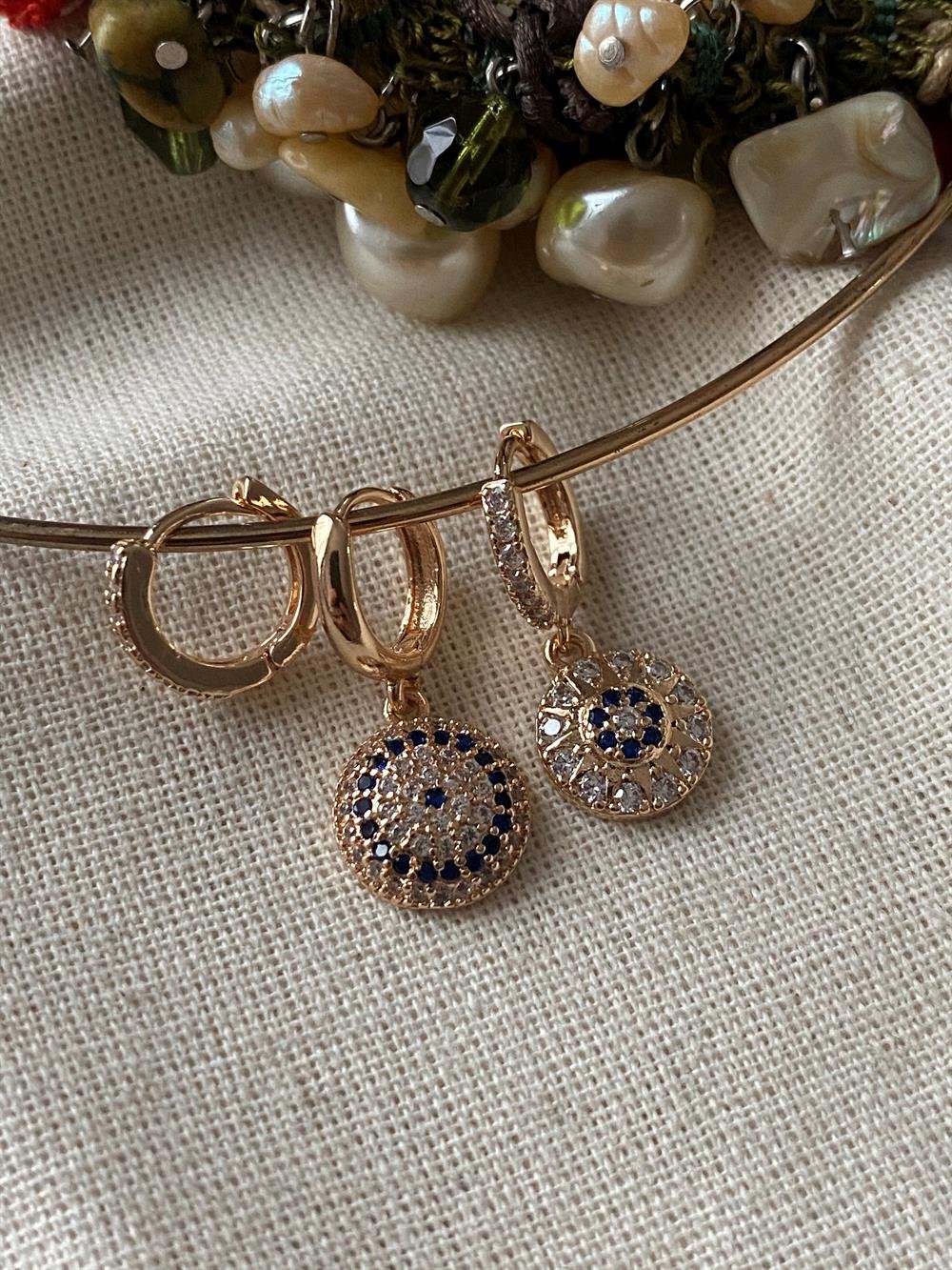 Üçlü Nazar Tab Küpe