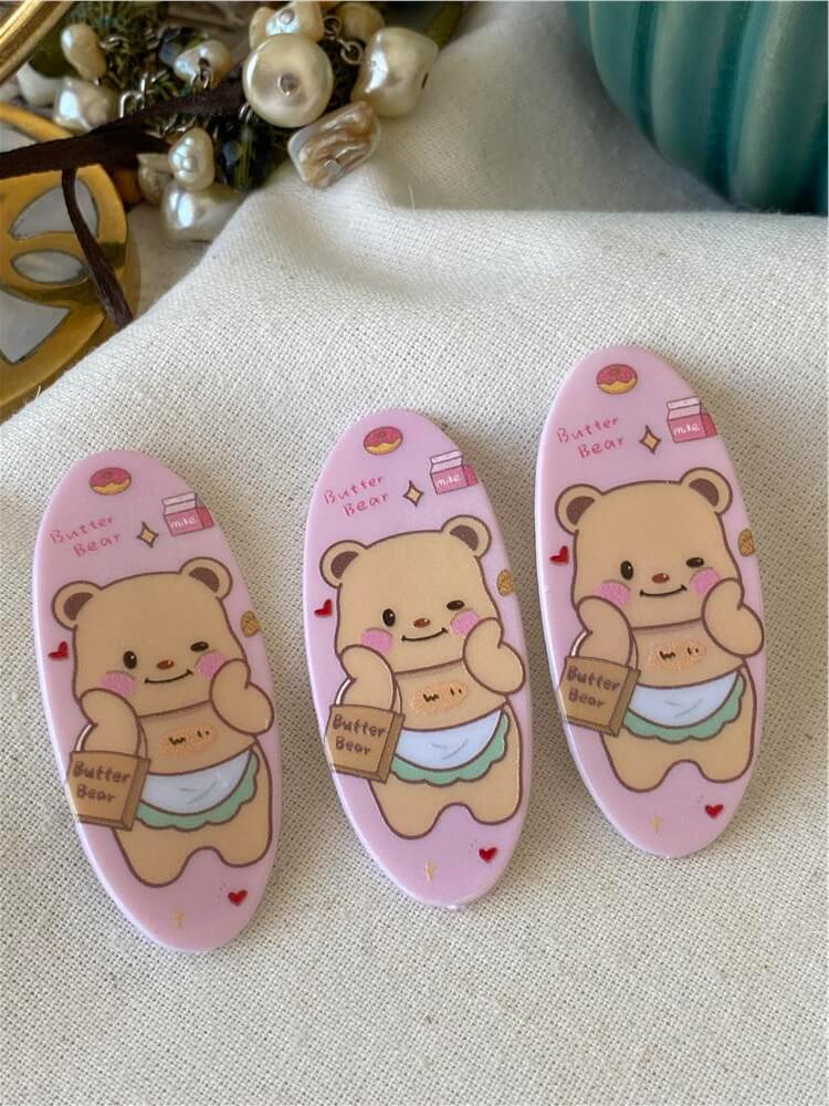 Üçlü Pembe Butter Bear Çıtçıtlı Toka Seti