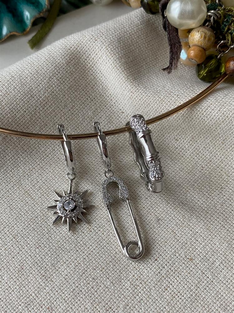 Üçlü Silver Kuzey Çengel Küpe