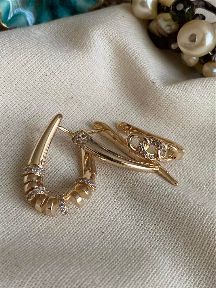 Üçlü Taşlı Sword Tasarım Küpe