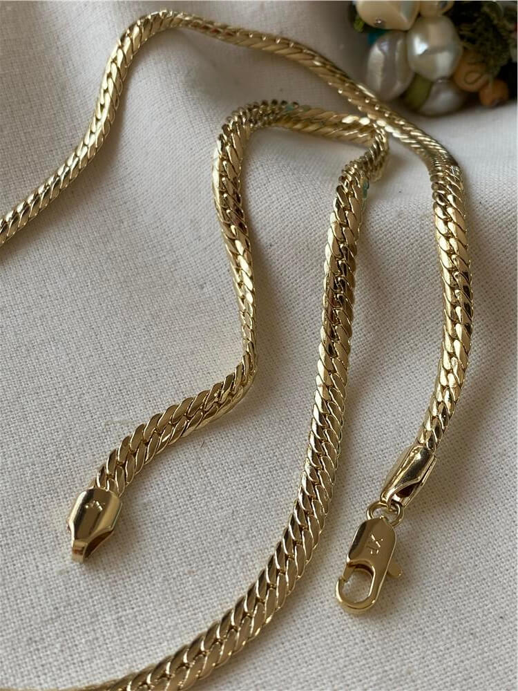 VIP 14K 55 cm Yassı Sık Örme Zincir Kolye