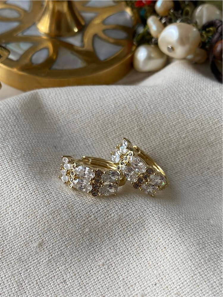 VIP 14K Arpa Taşlı Mini Halka Küpe