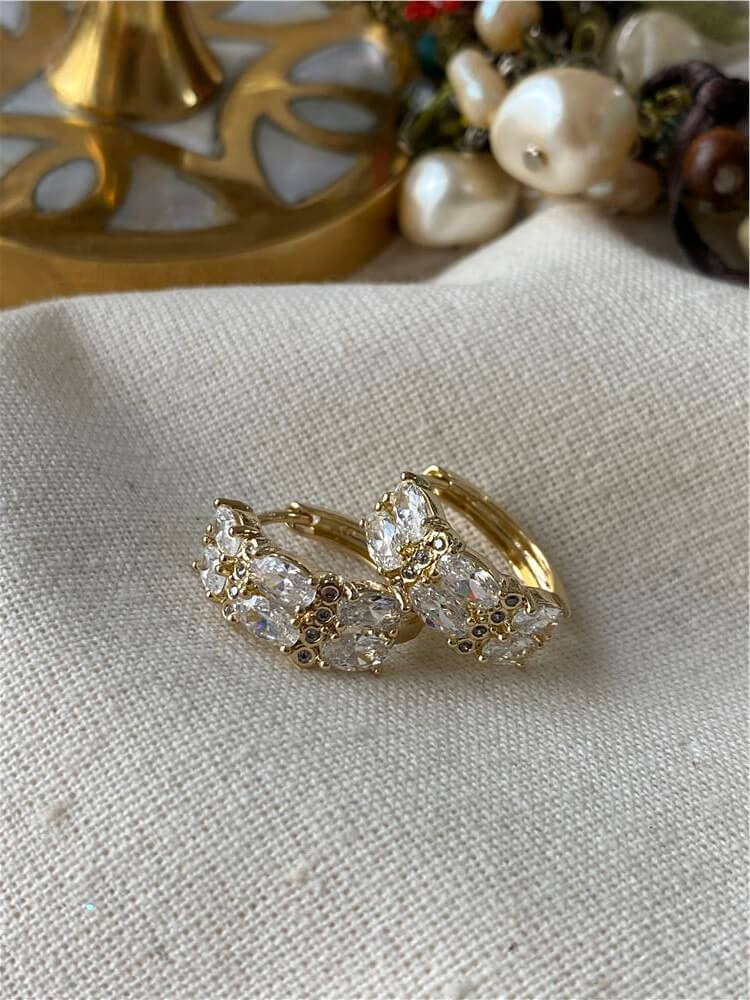 VIP 14K Arpa Taşlı Mini Halka Küpe