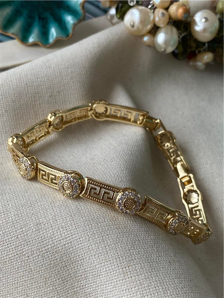 VIP 14K Ayrık Greek Taşlı Ball Bileklik