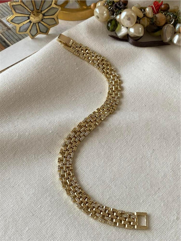 VIP 14K Çapraz Taş Desenli Örme Bileklik