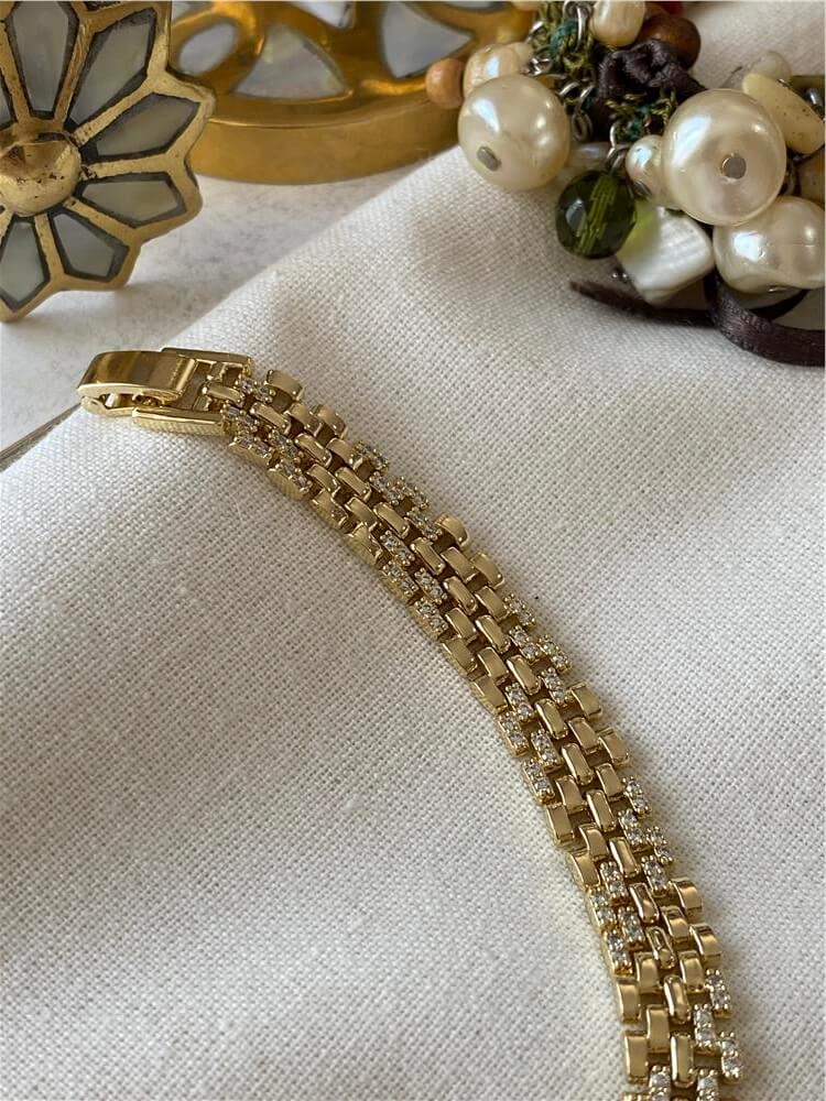 VIP 14K Çapraz Taş Desenli Örme Bileklik