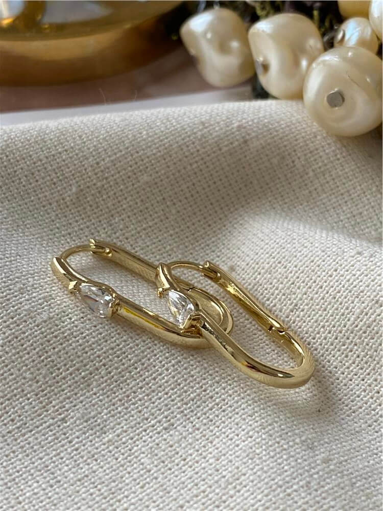 VIP 14K Damla Taşlı Lock Küpe