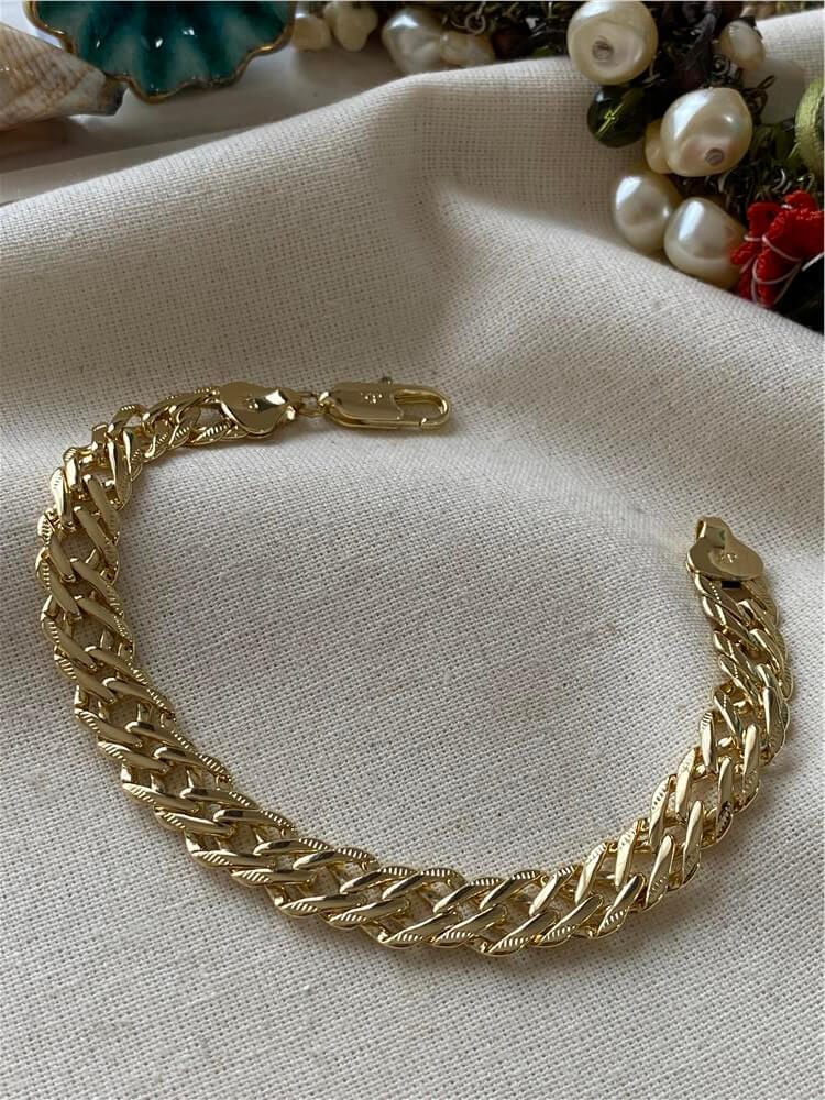 VIP 14K Desenli Çift Örme Bileklik