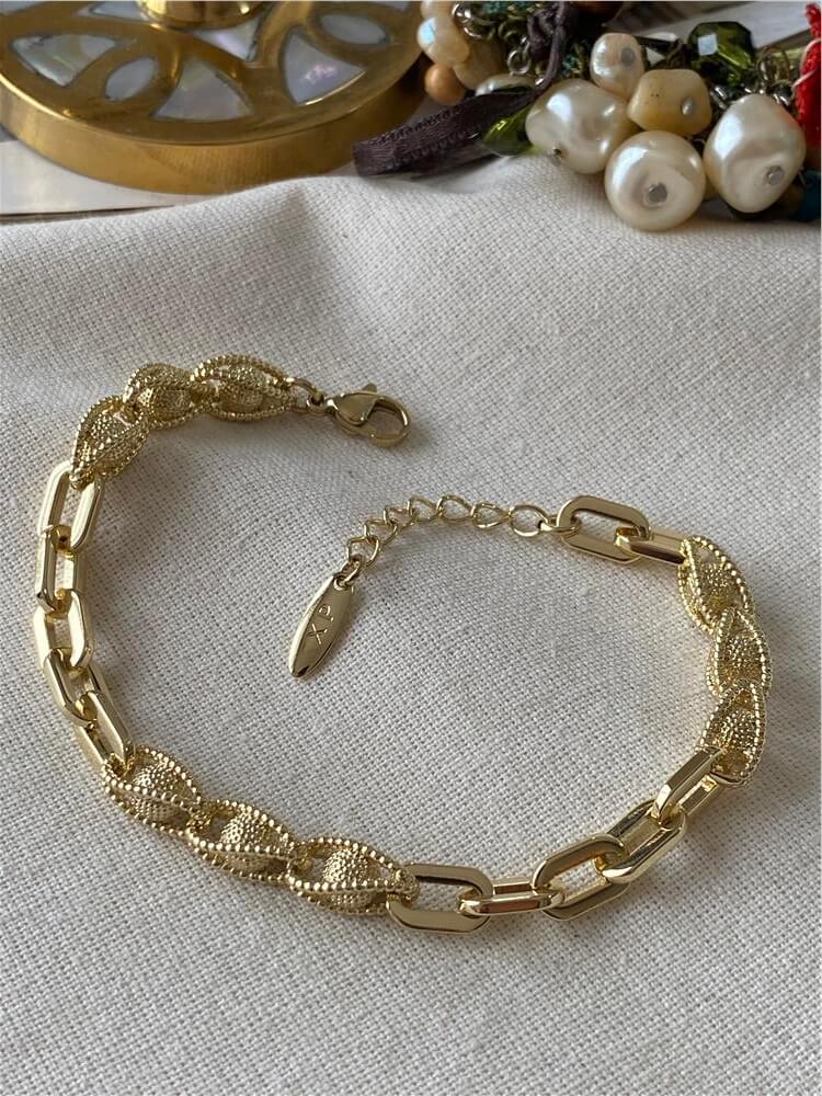 VIP 14K Desenli Dorika Detaylı Zincir Bileklik