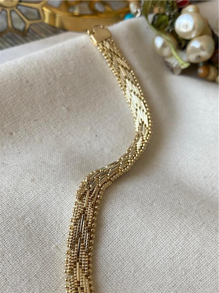 VIP 14K Desenli Hasır Örme Bileklik