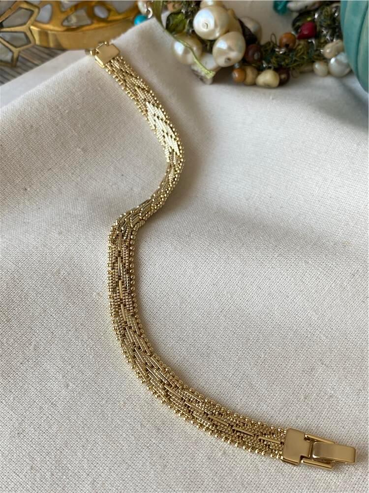 VIP 14K Desenli Hasır Örme Bileklik