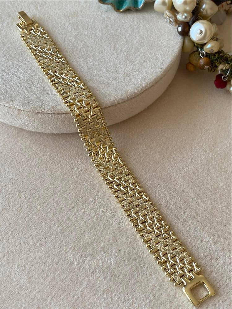 VIP 14K Desenli Hasır Örme Bileklik