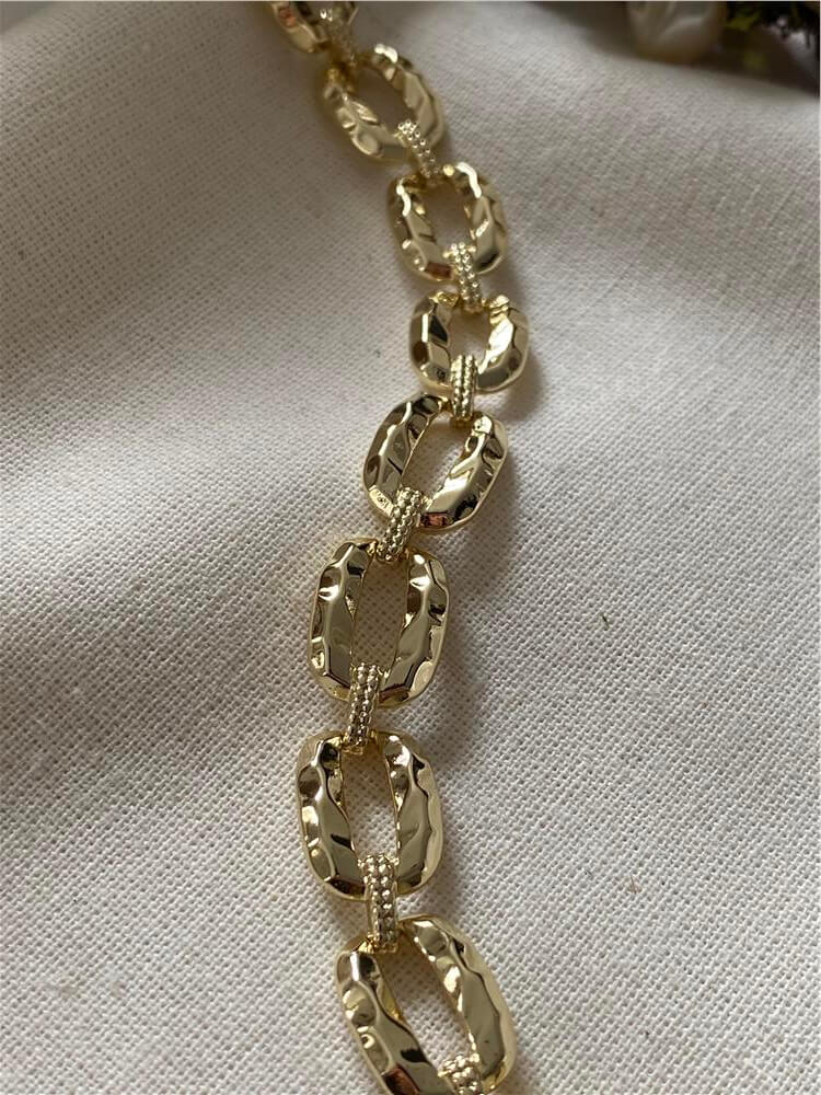 VIP 14K Desenli Oval Zincir Bileklik