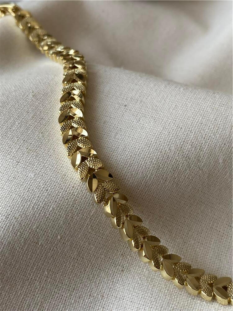 VIP 14K Desenli Parlak Çelenk Bileklik