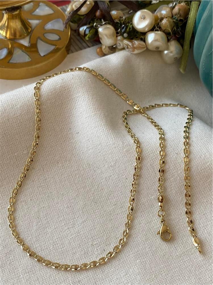 VIP 14K Geçmeli Desenli Oval Zincir