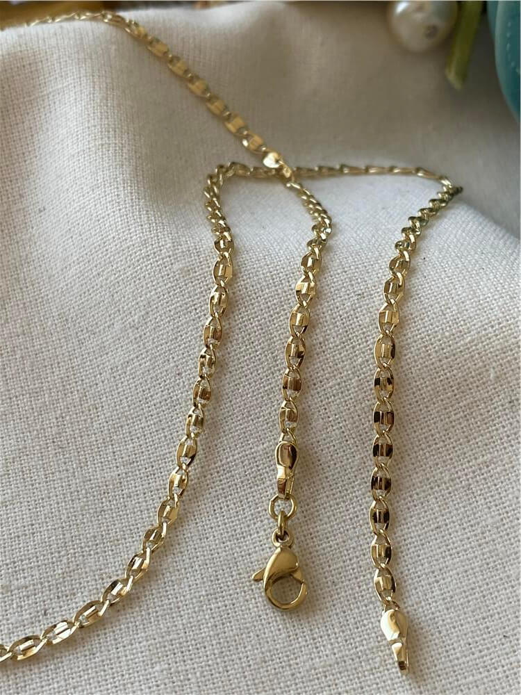 VIP 14K Geçmeli Desenli Oval Zincir