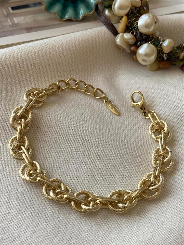 VIP 14K Geçmeli Desenli Yuvarlak Halka Bileklik