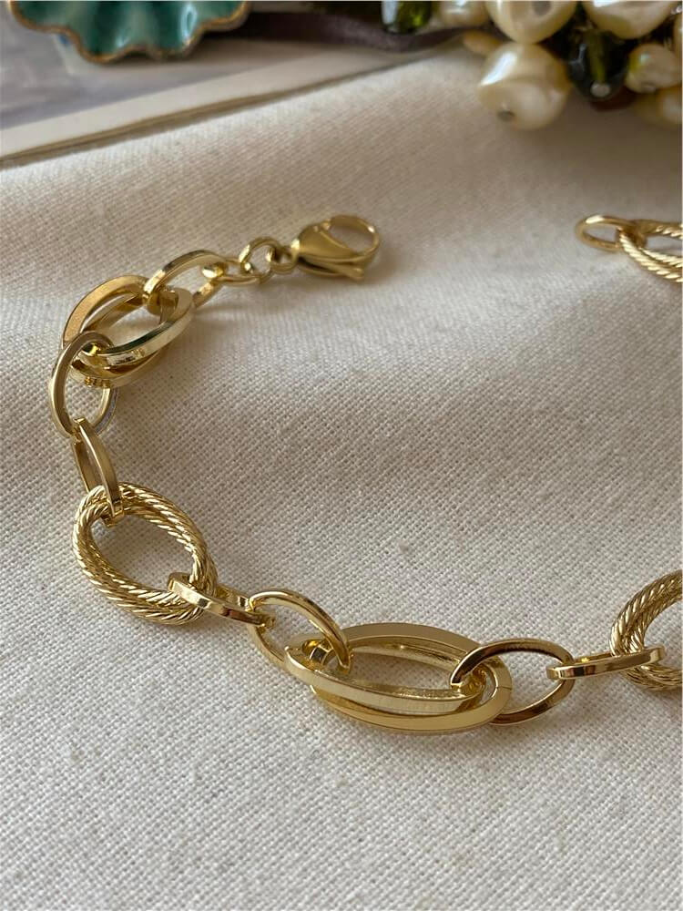 VIP 14K Geçmeli Oval Şekiller Bileklik