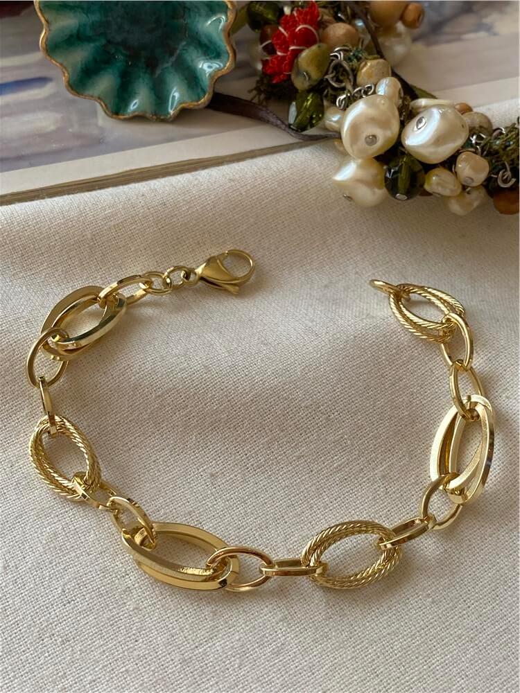 VIP 14K Geçmeli Oval Şekiller Bileklik