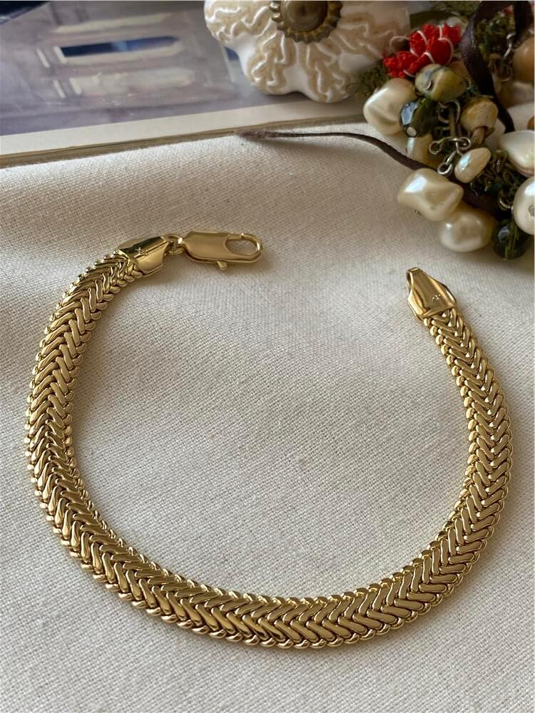 VIP 14K Geniş Sıkı Örme Bileklik