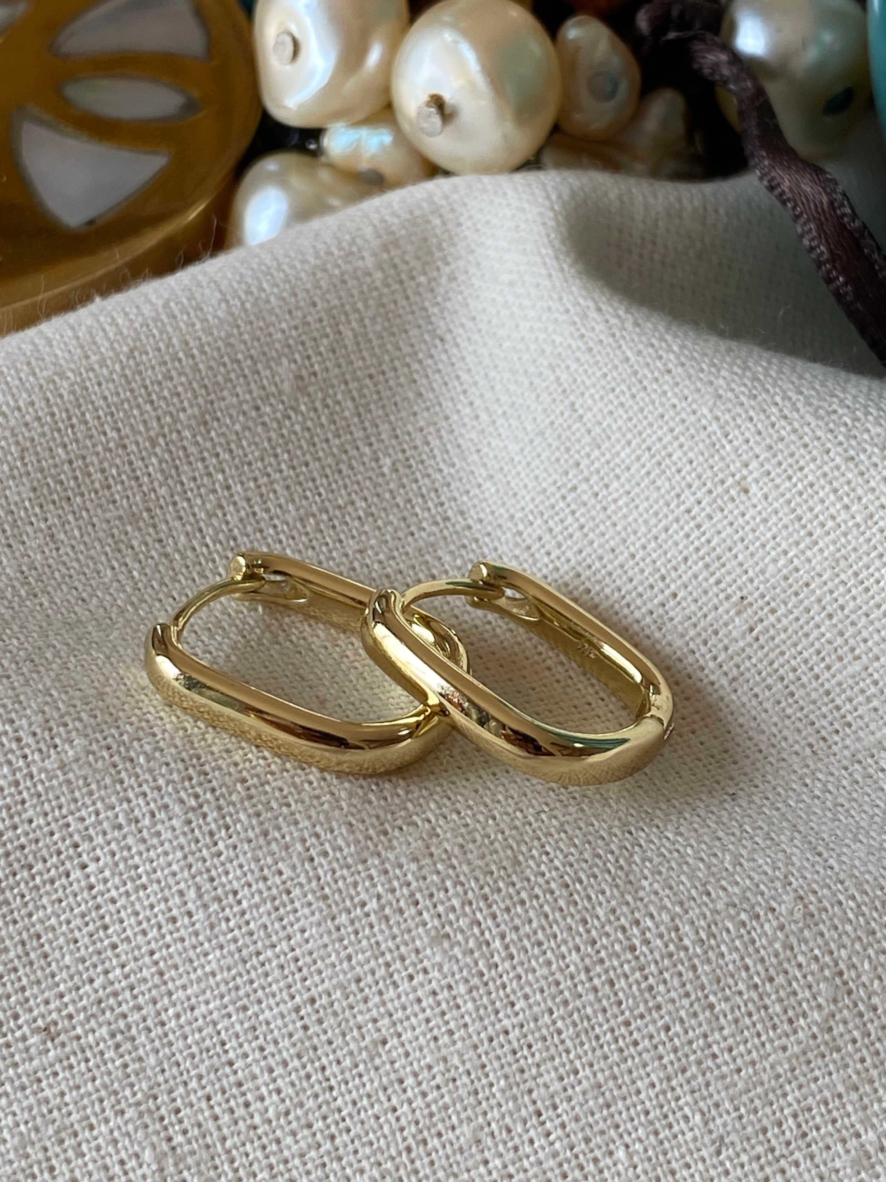 VIP 14K İnce Mini Oval Küpe