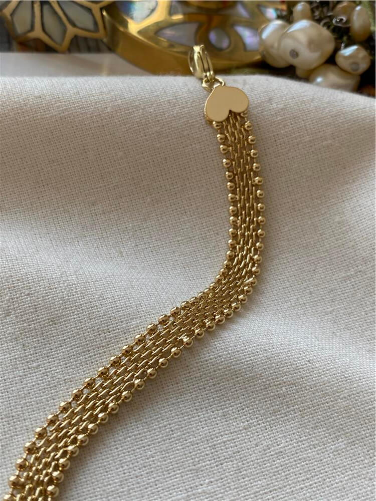 VIP 14K Kalp Detaylı Hasır Örme Bileklik