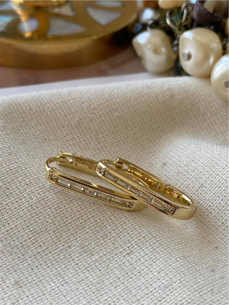 VIP 14K Kesme Taşlı Lock Küpe