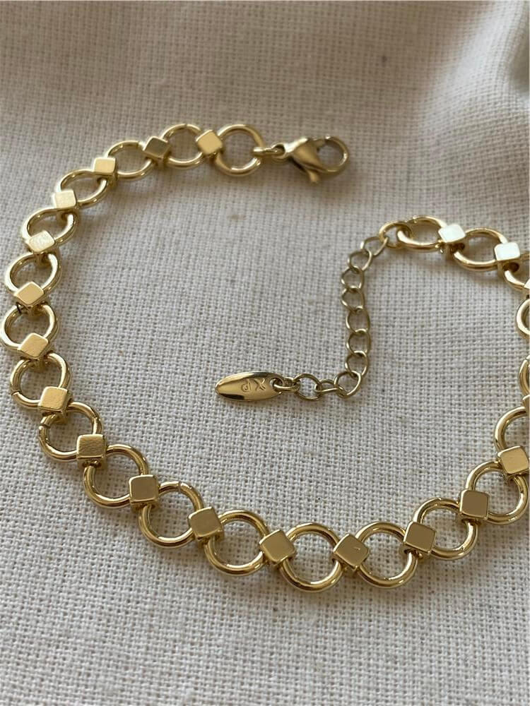 VIP 14K Küp Detaylı Halkalar Bileklik