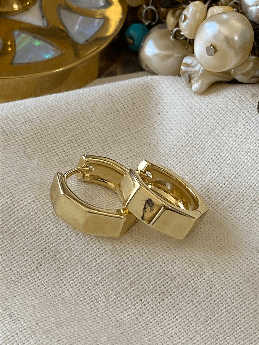 VIP 14K Küt Altıgen Küpe
