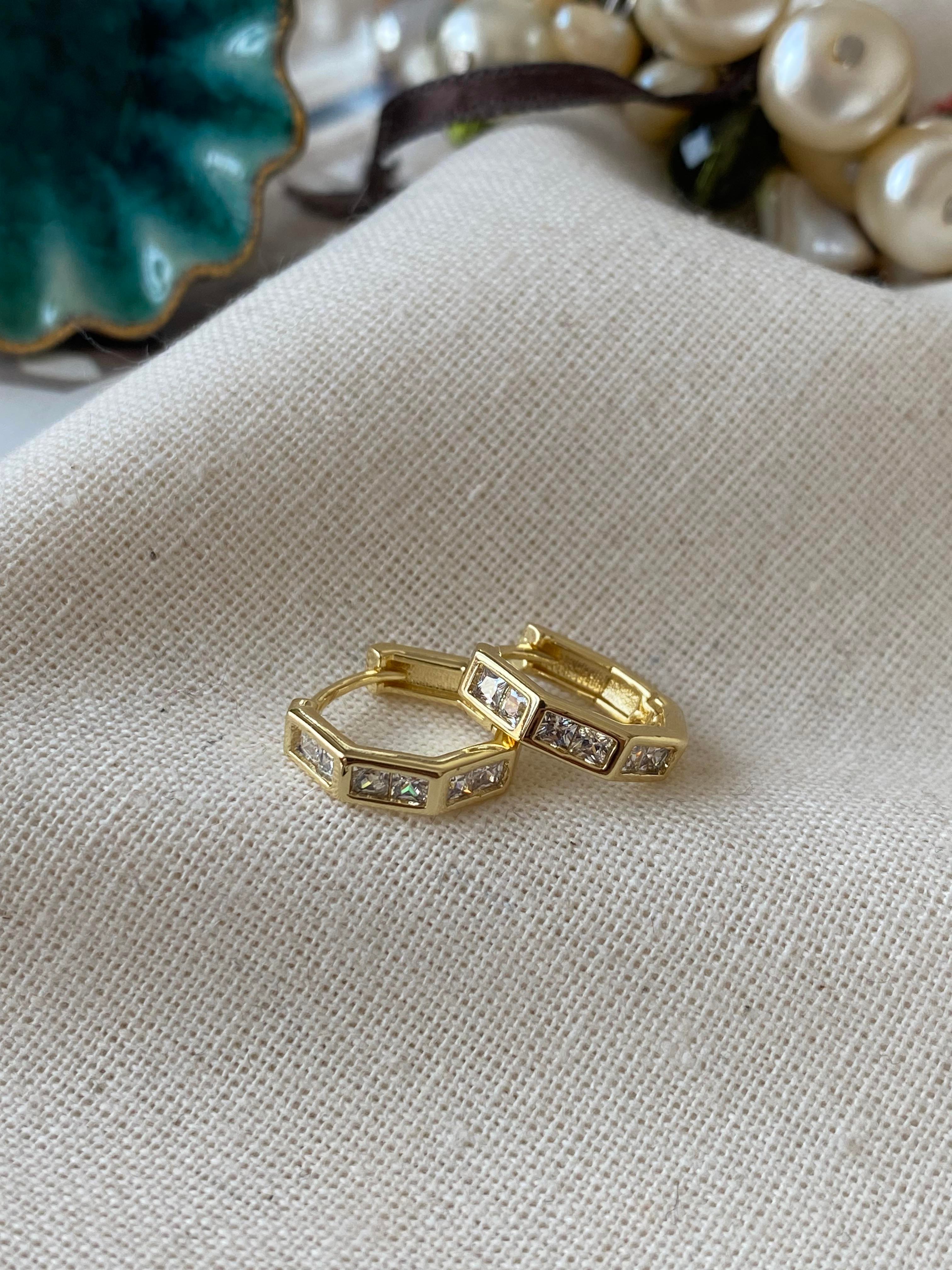 VIP 14K Mini Altıgen Küpe