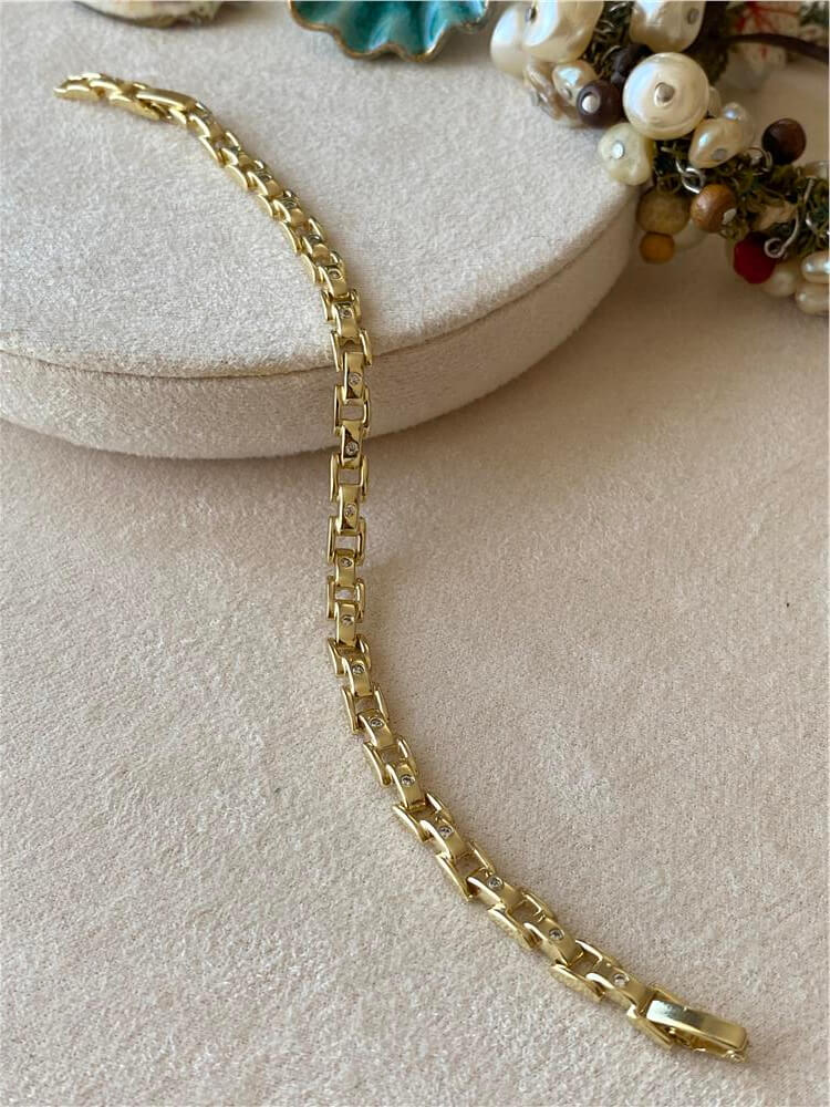 VIP 14K Mini Taş Detaylı Kalın Zincir Bileklik