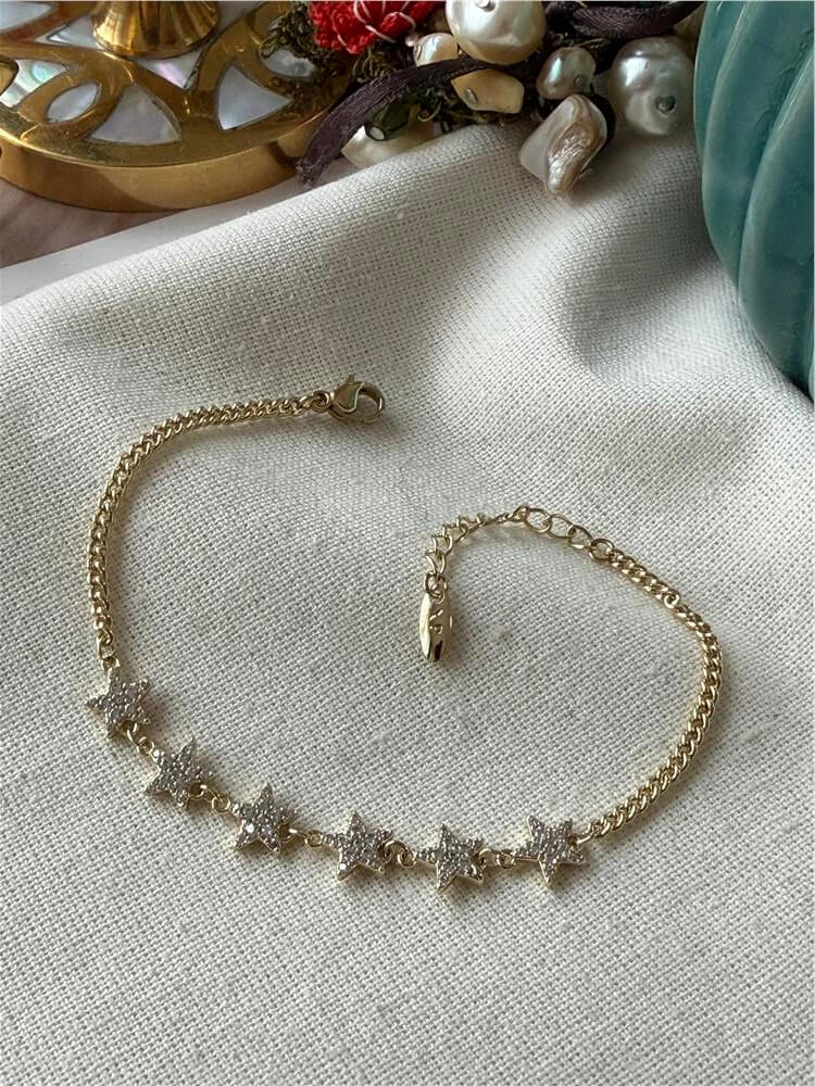 VIP 14K Minimal Altılı Yıldız Bileklik