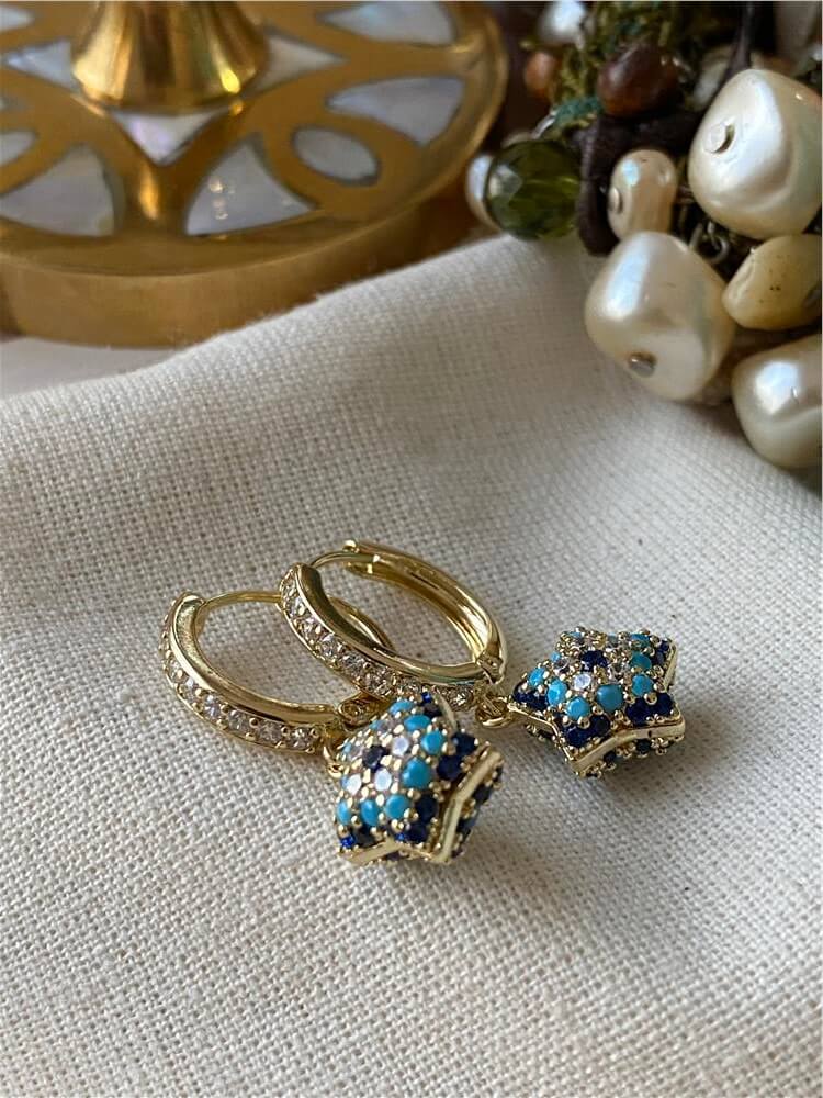 VIP 14K Nazar Yıldız Sallantılı Küpe