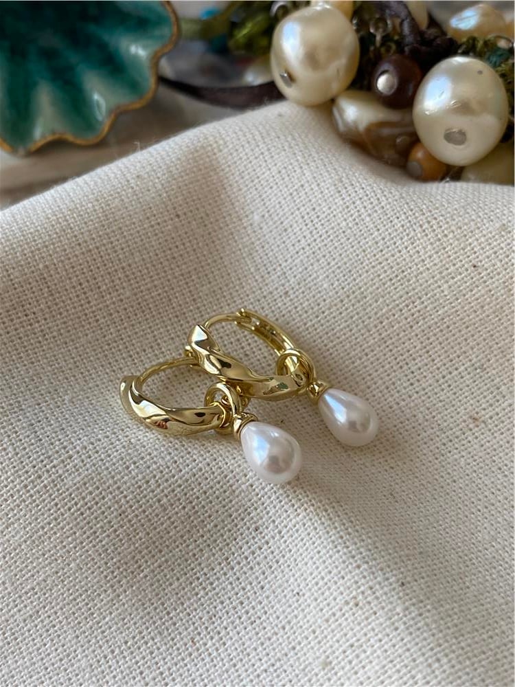 VIP 14K Oval İnci Sallantılı Küpe