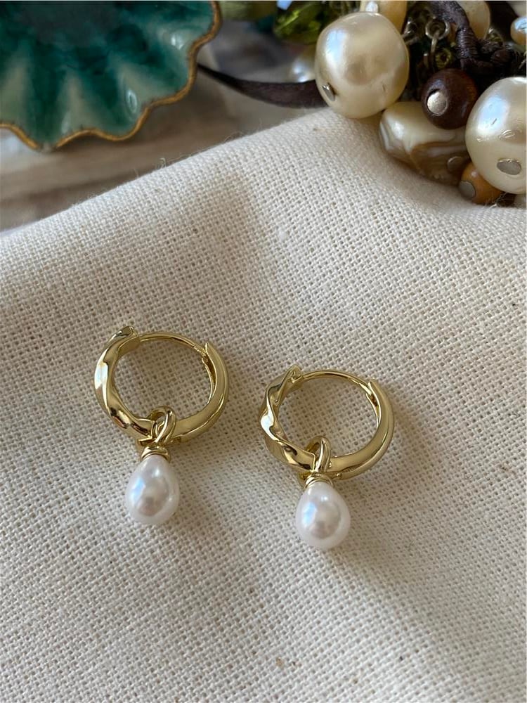 VIP 14K Oval İnci Sallantılı Küpe