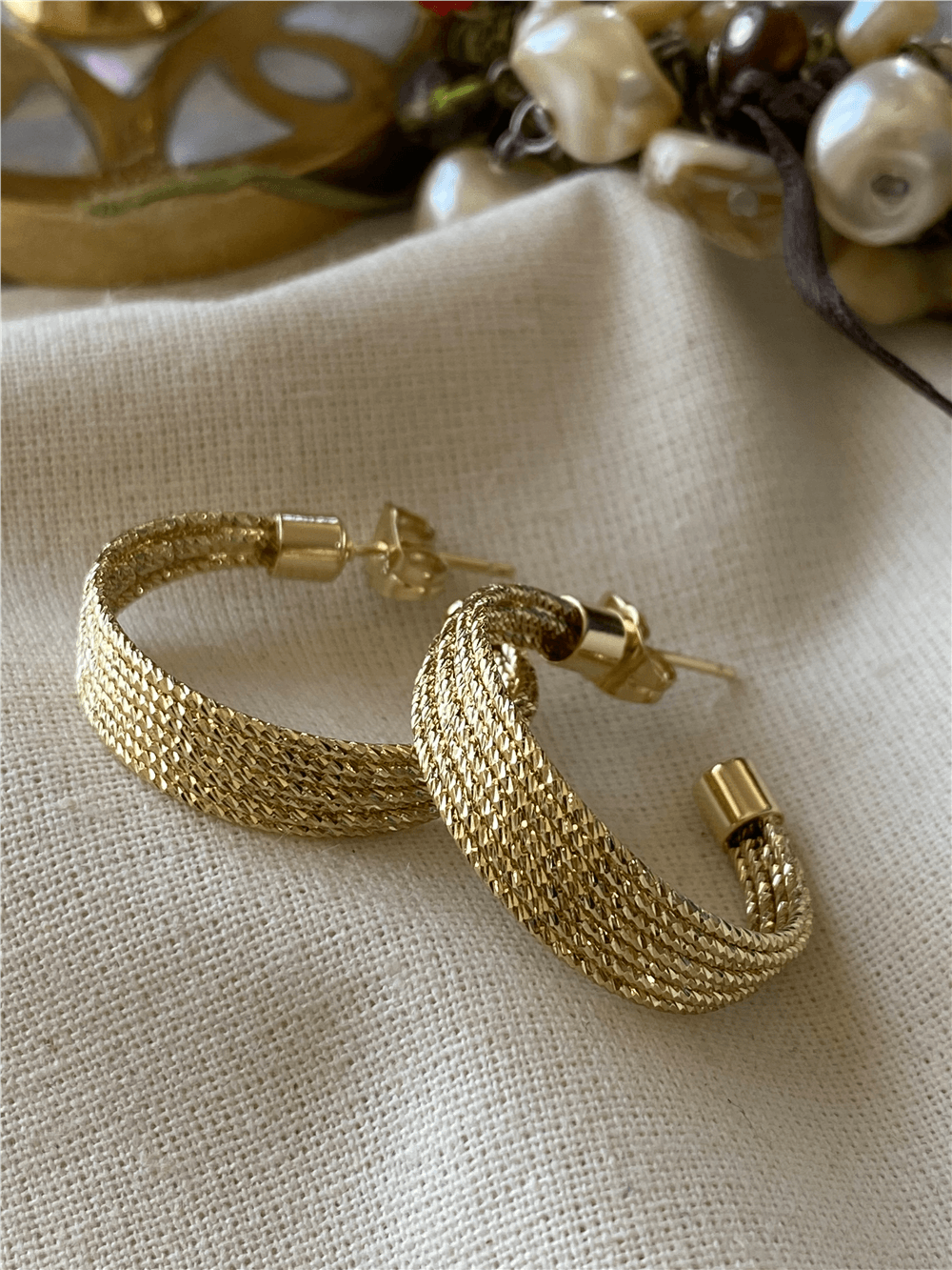 VIP 14K Parlak Kalın C Model Küpe