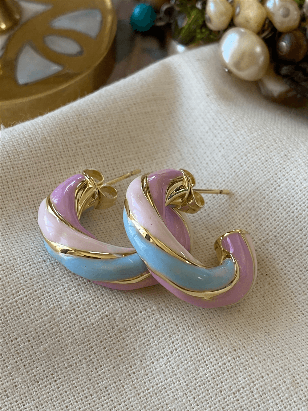 VIP 14K Pastel Mineli C Model Küpe