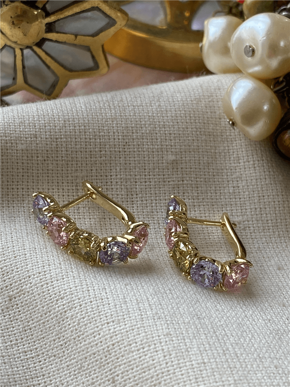 VIP 14K Pastel Taşlı Küpe