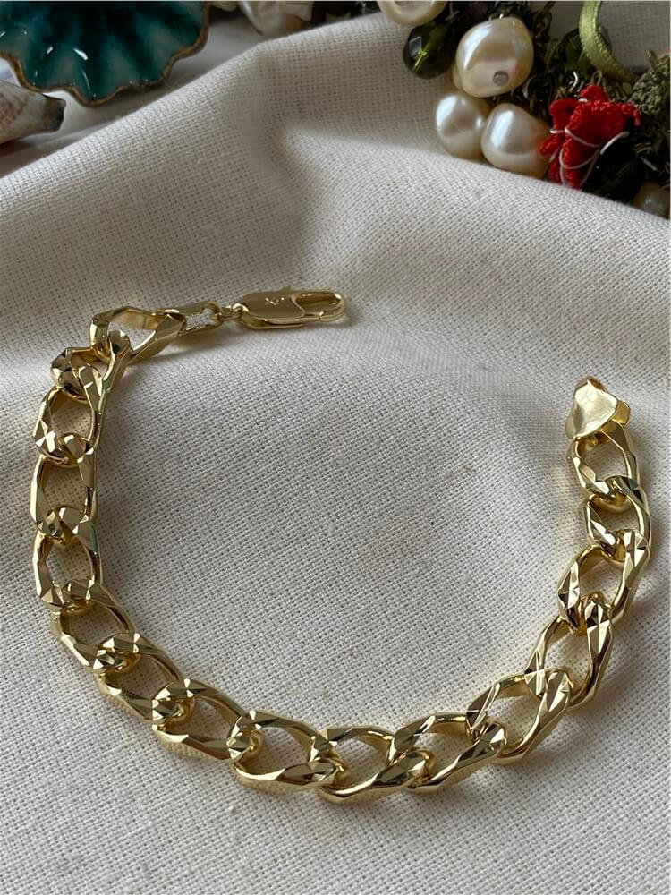 VIP 14K Prizma Desenli Zincir Bileklik