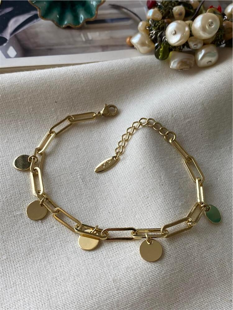 VIP 14K Pul Sallantılı Oval Zincir Bileklik