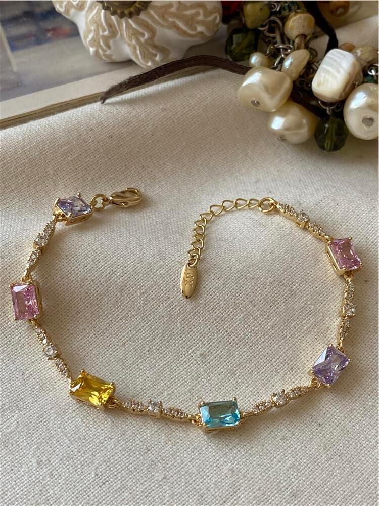 VIP 14K Renkli Taşlar Bileklik