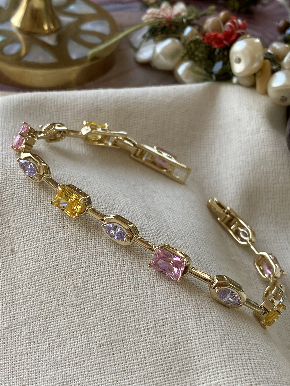 VIP 14K Renkli Taşlı Element Bileklik