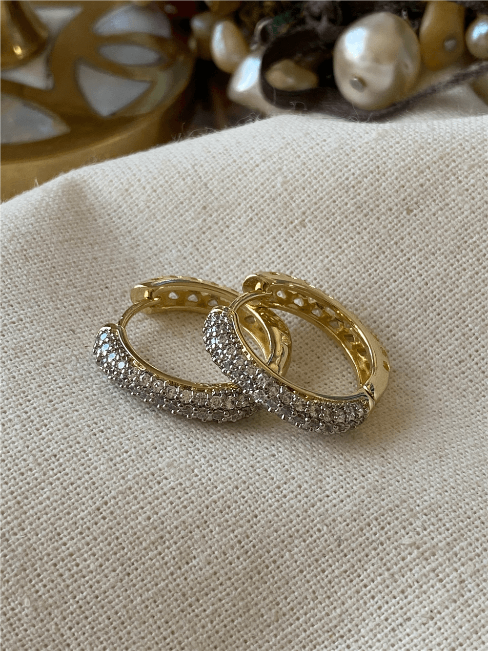 VIP 14K Silver Taşlı Kare Küpe