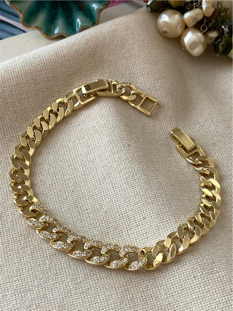 VIP 14K Taş Detaylı Örme Bileklik