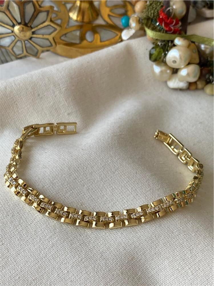 VIP 14K Taş Detaylı Zarif Zincir Bileklik